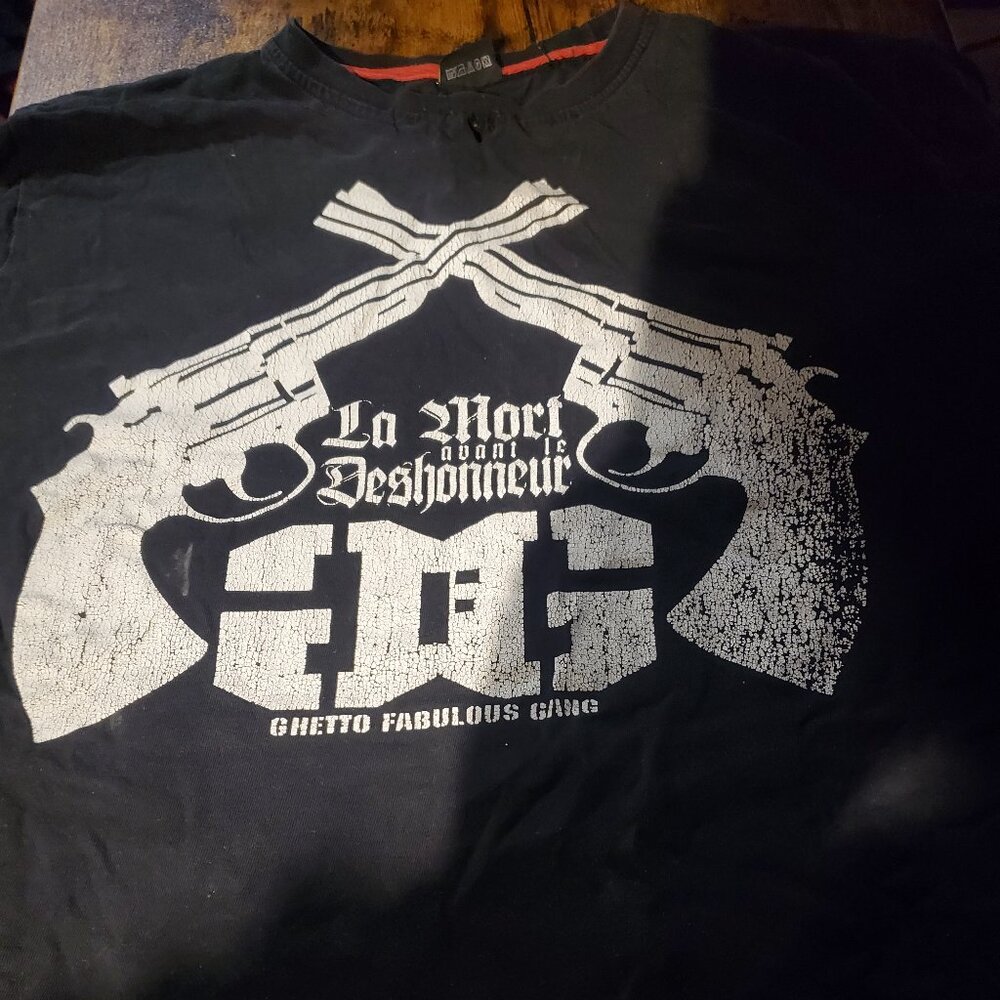 XL tee streetwear men rap indepedant gfg gun grunge black t-shirt short sleeves